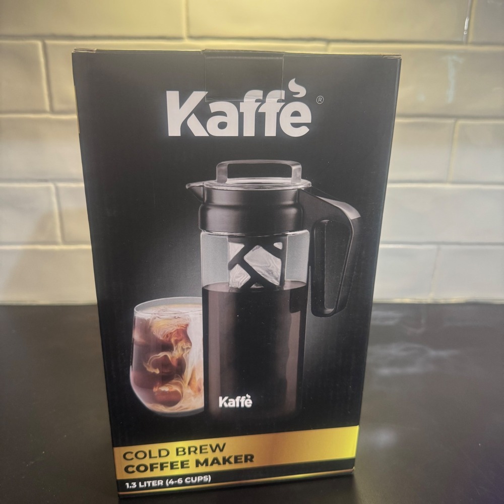 Kaffe Cold Brew Coffee Maker 1.3L Black Glass Pitcher KF9020 Shatter Resistant